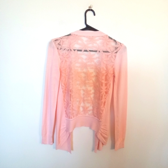 Long Sleeve Waterfall Cardigan with Lace Back - Picture 8 of 9